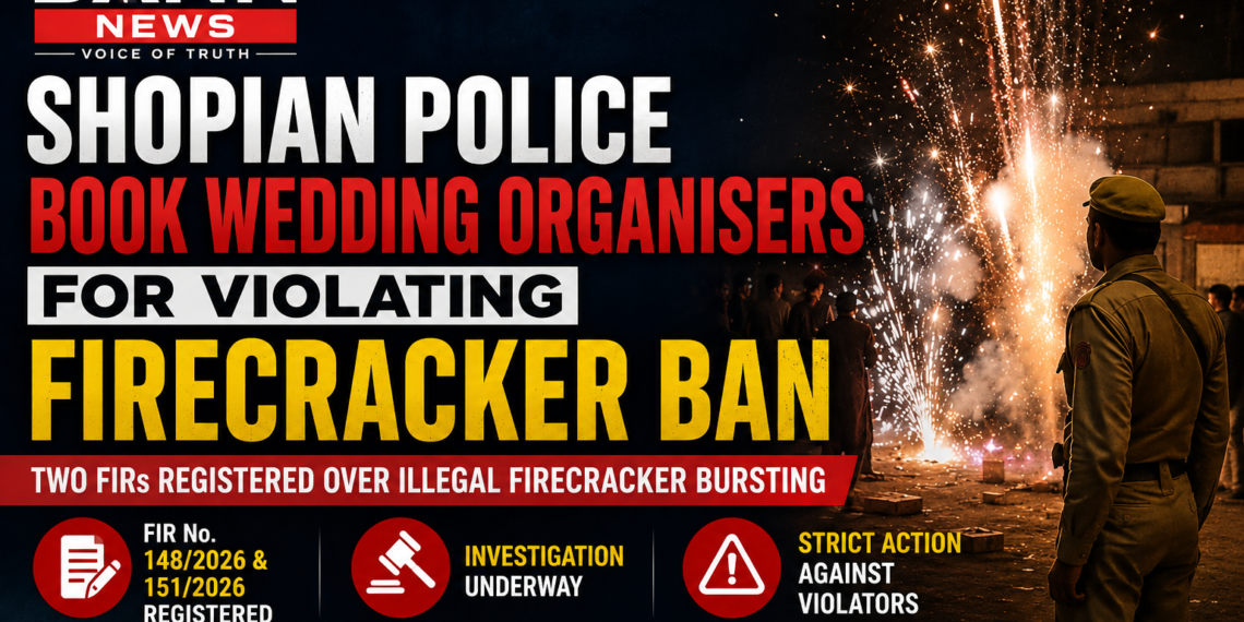 Shopian Police Register Two FIRs Against Wedding Organisers for Violating Firecracker Ban